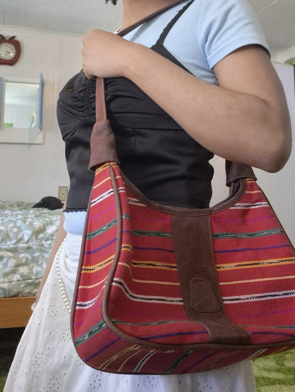 Vintage Tikal Guatemala Woven Huipil Hobo Bag